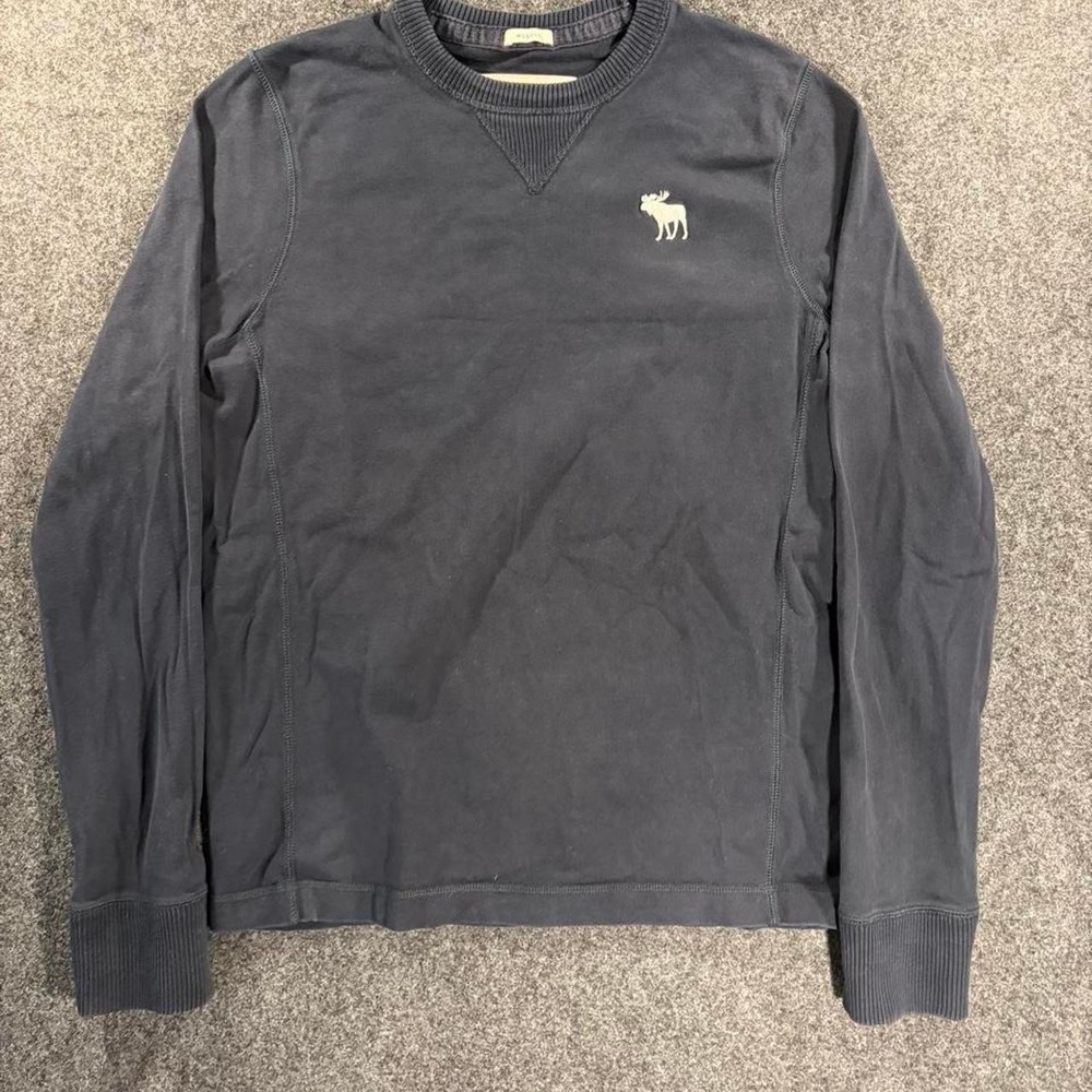 Abercrombie & Fitch Mens Navy Blue Muscle Fit Crewneck Sweatshirt Vintage Large